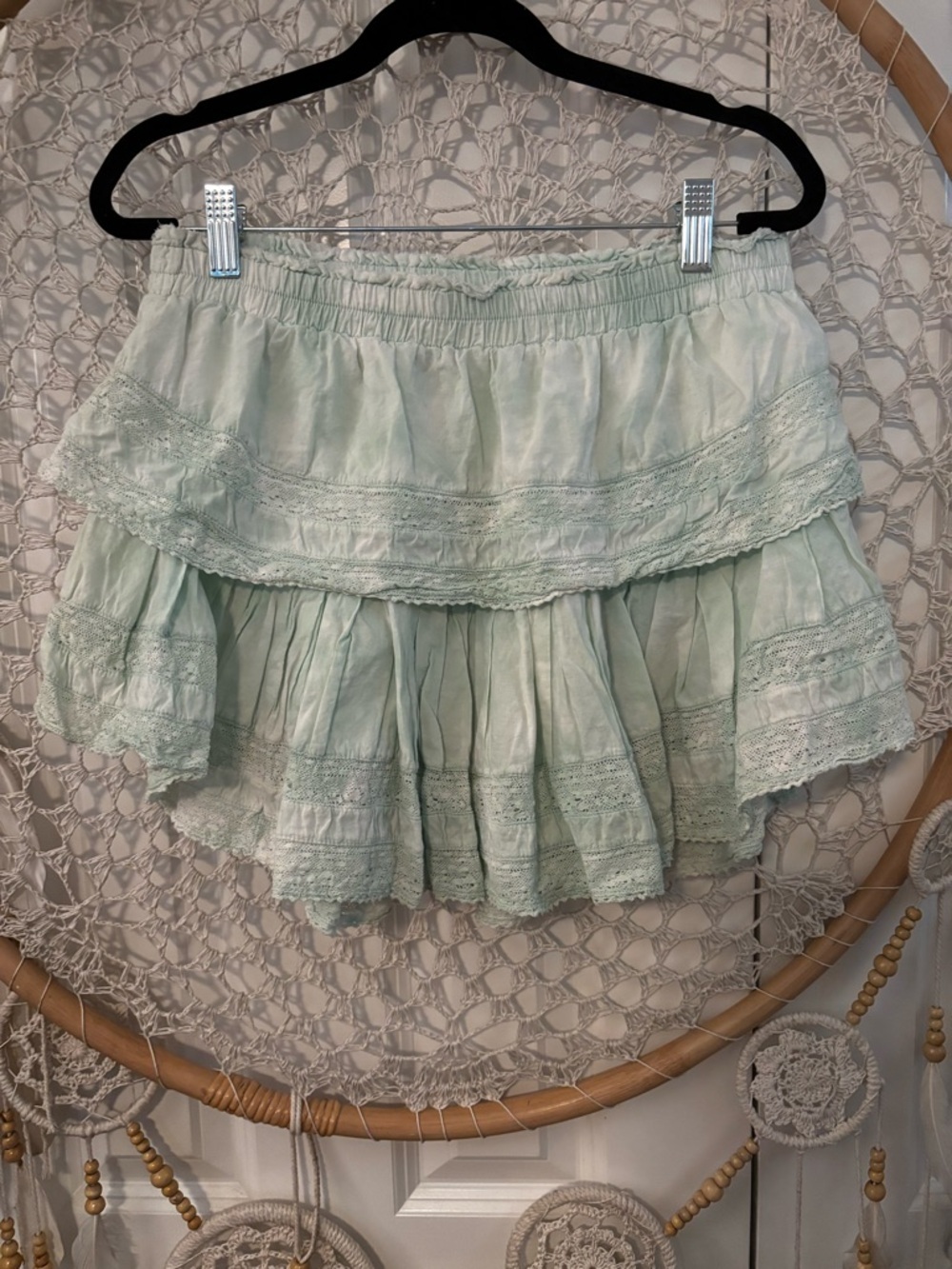 LoveShackFancy Tiered mini skirt‎ Size Medium A00333